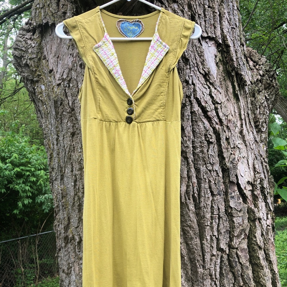 Scrapbook Olive Green Dress with Collar